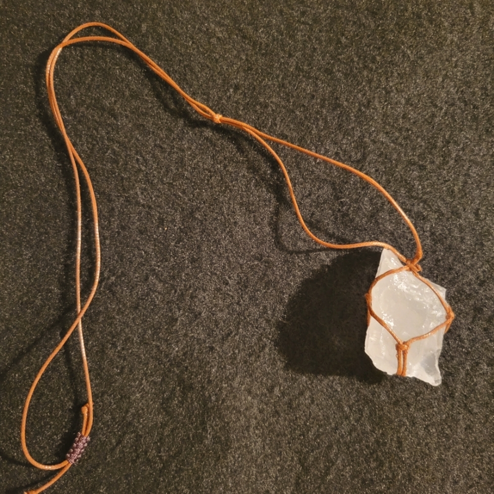 Clear Quartz Raw Wrapped Necklace NWOT
